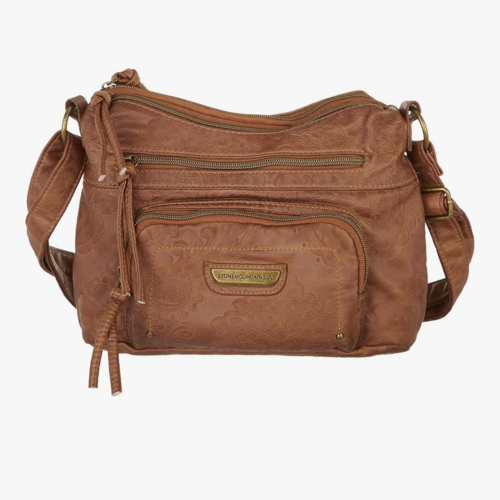 Stone Mountain Brown Embossed Hobo Bag